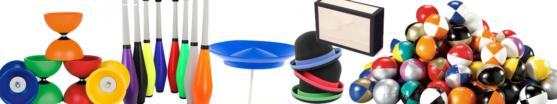 Groots assortiment jongleer artikelen